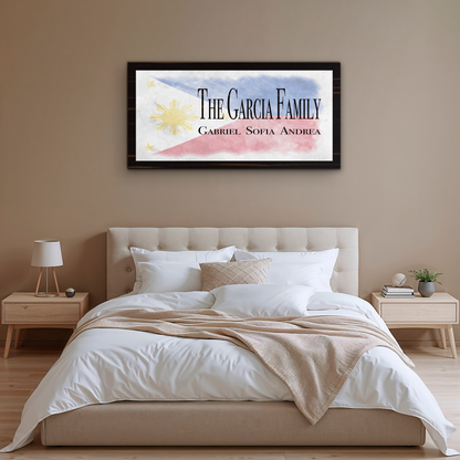 Filipino Flag Family Names Sign