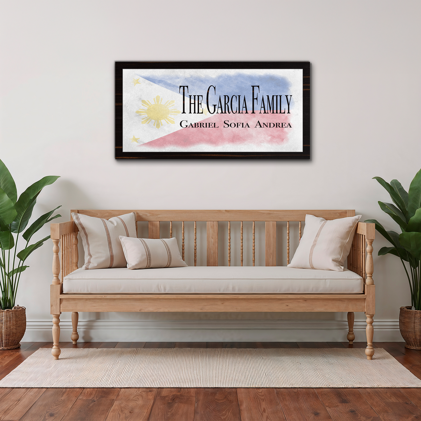 Filipino Flag Family Names Sign