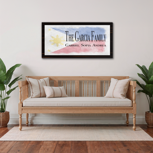 Filipino Flag Family Names Sign