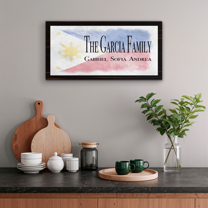 Filipino Flag Family Names Sign