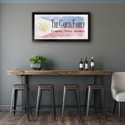 Filipino Flag Family Names Sign