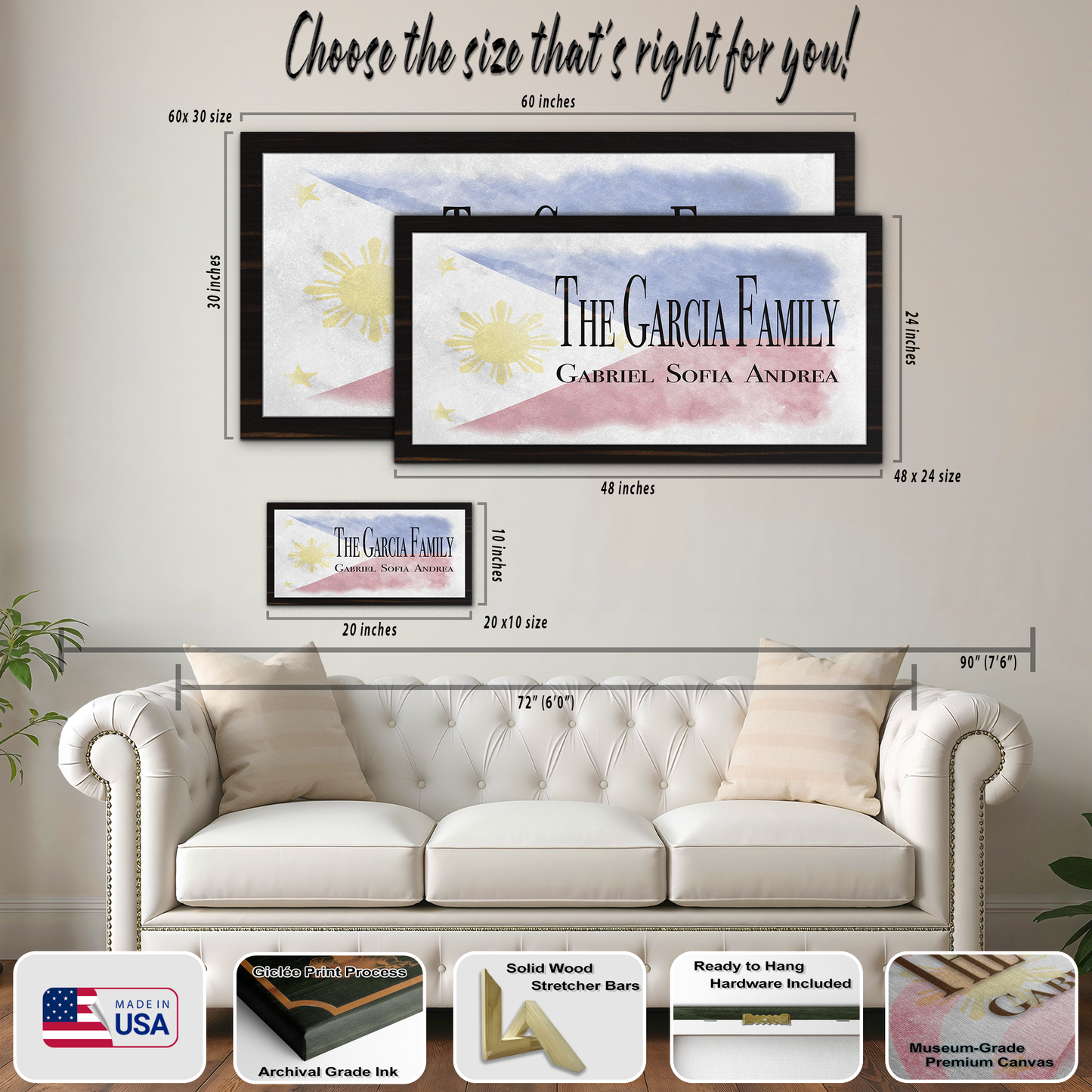 Filipino Flag Family Names Sign