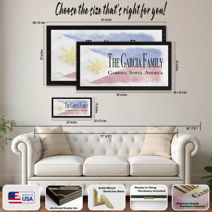 Filipino Flag Family Names Sign