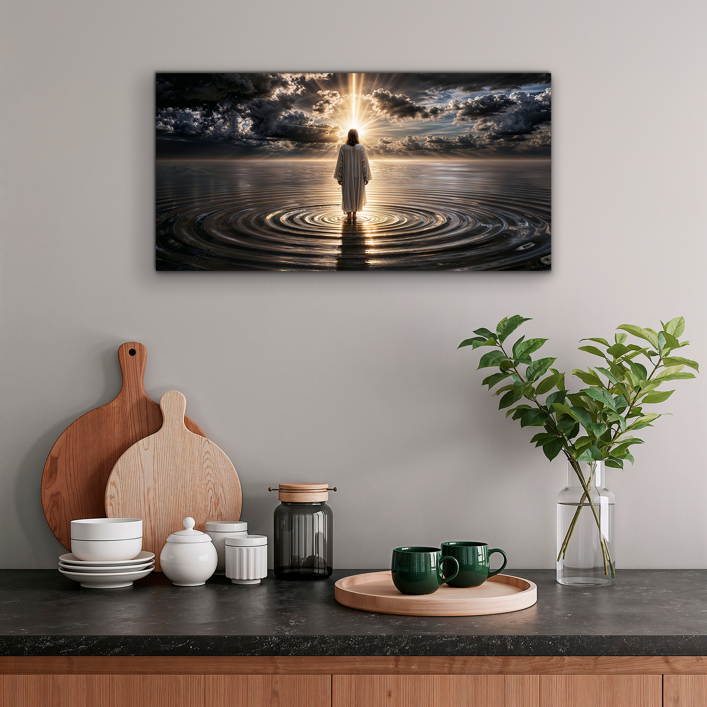 Walking on Water - Faith Based Canvas Wall Art F8004