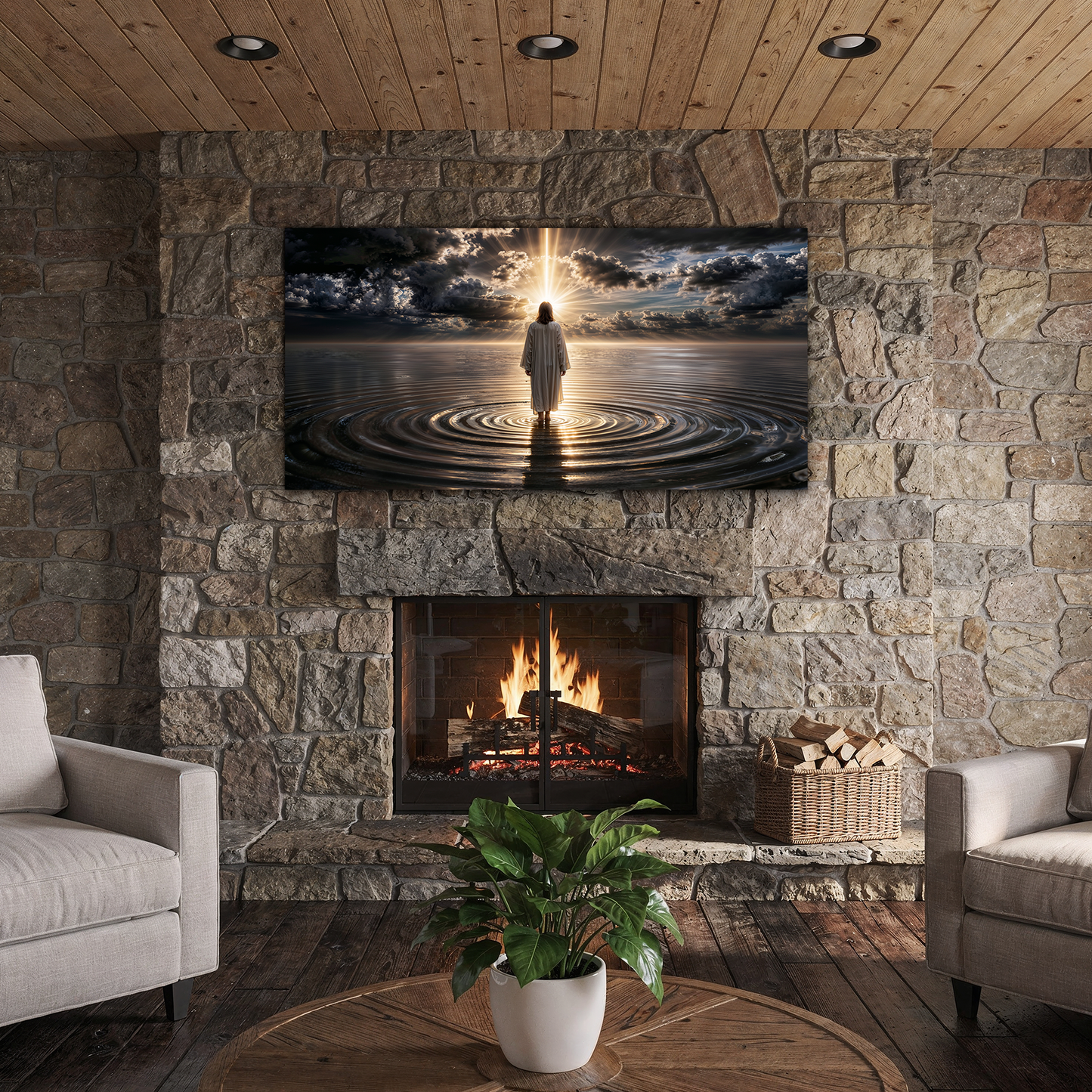 Walking on Water - Faith Based Canvas Wall Art F8004