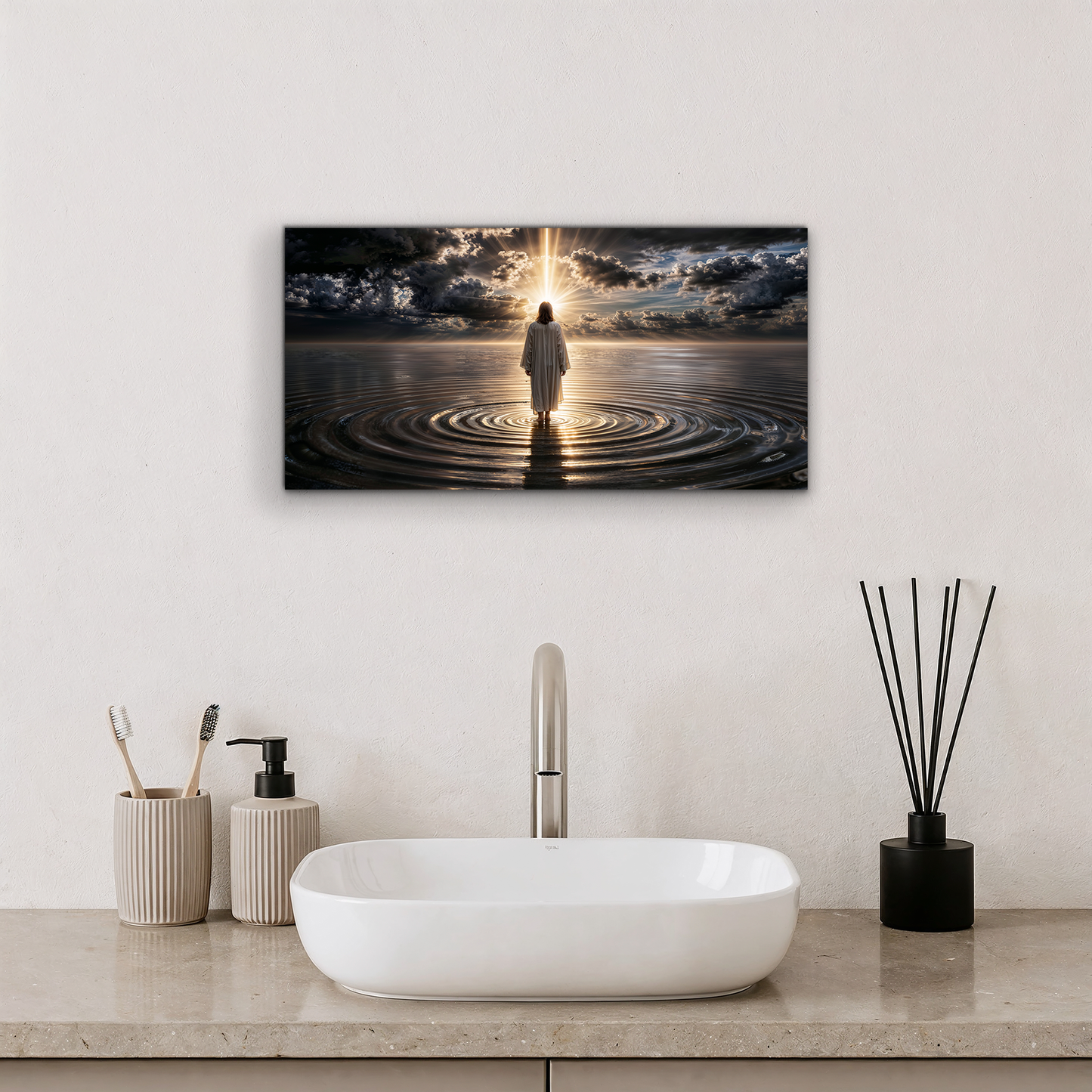 Walking on Water - Faith Based Canvas Wall Art F8004