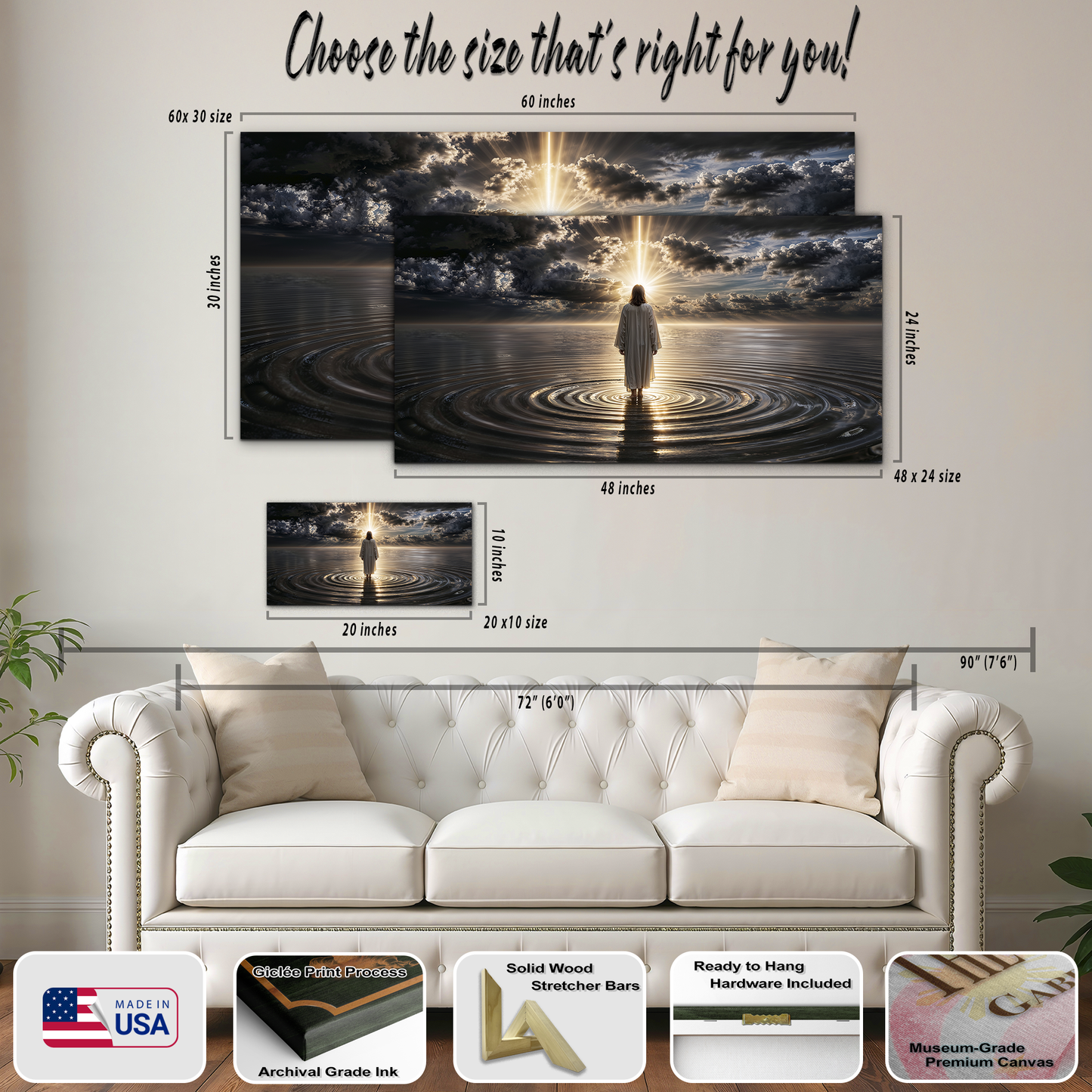 Walking on Water - Faith Based Canvas Wall Art F8004