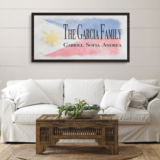 Filipino Flag Family Names Sign