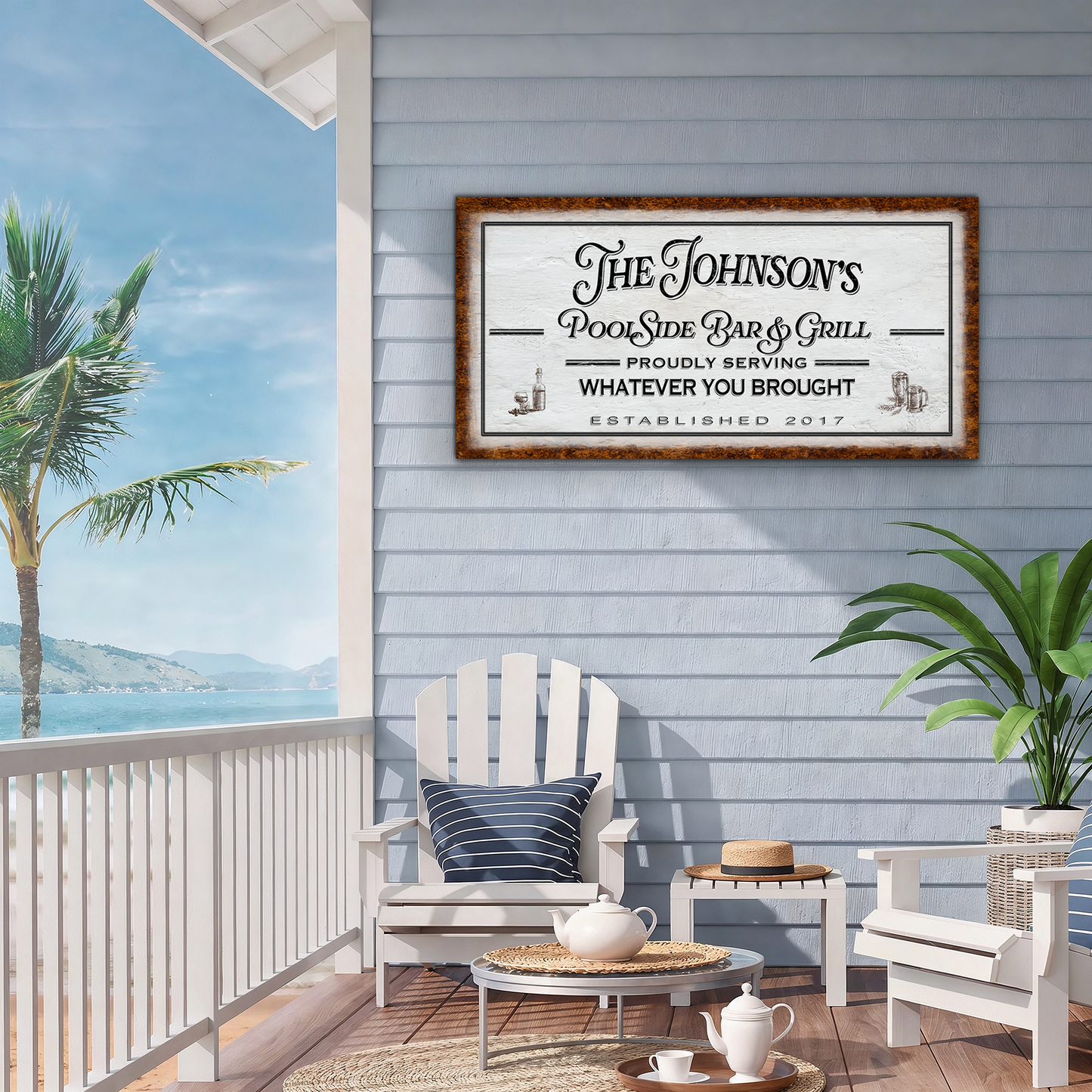 Poolside Bar and Grill Personalized Sign - P1003