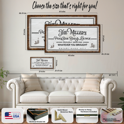 Poolside Bar and Lounge Personalized Sign - P1004