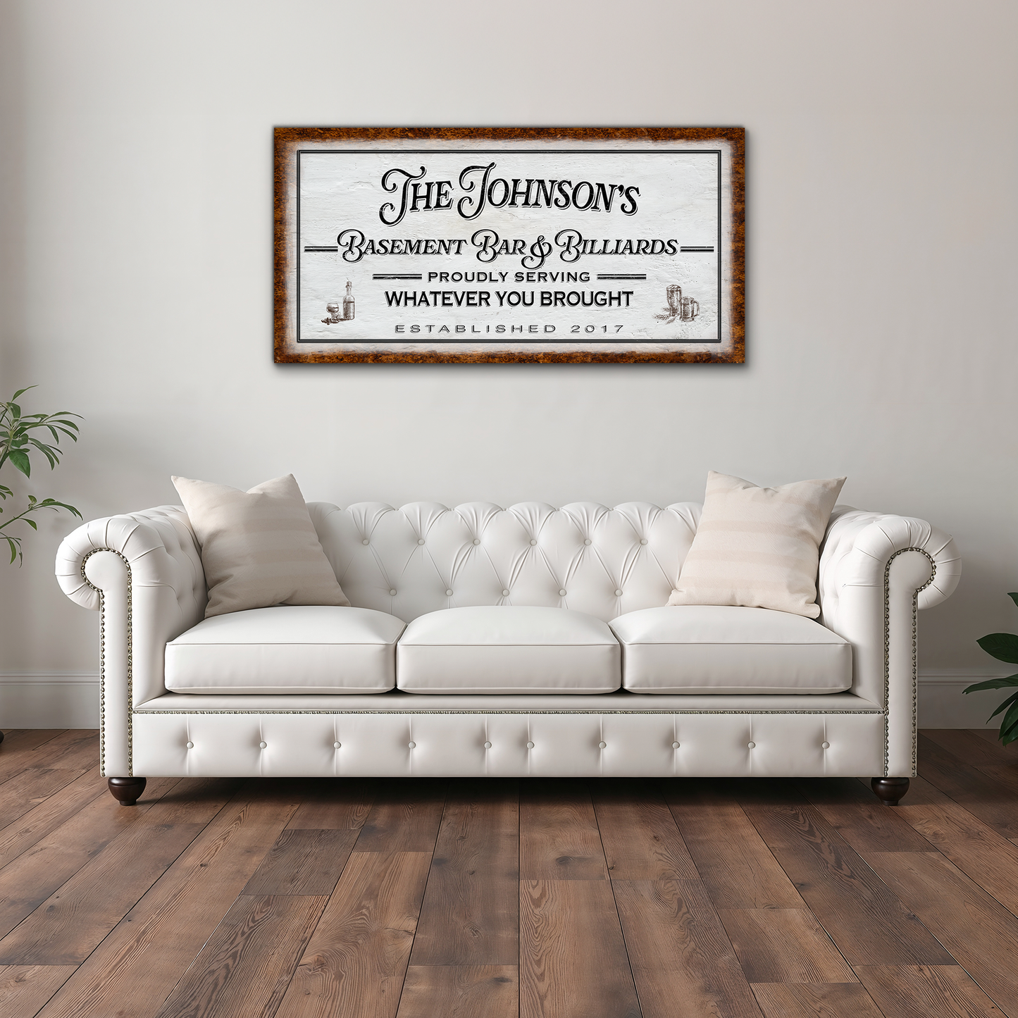 Basement Bar and Billiards Personalized Sign - P1005