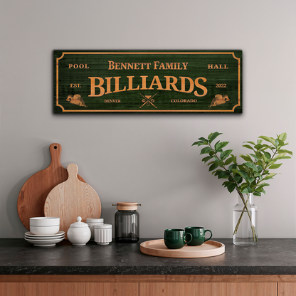 Family Pool Hall Billiards Sign