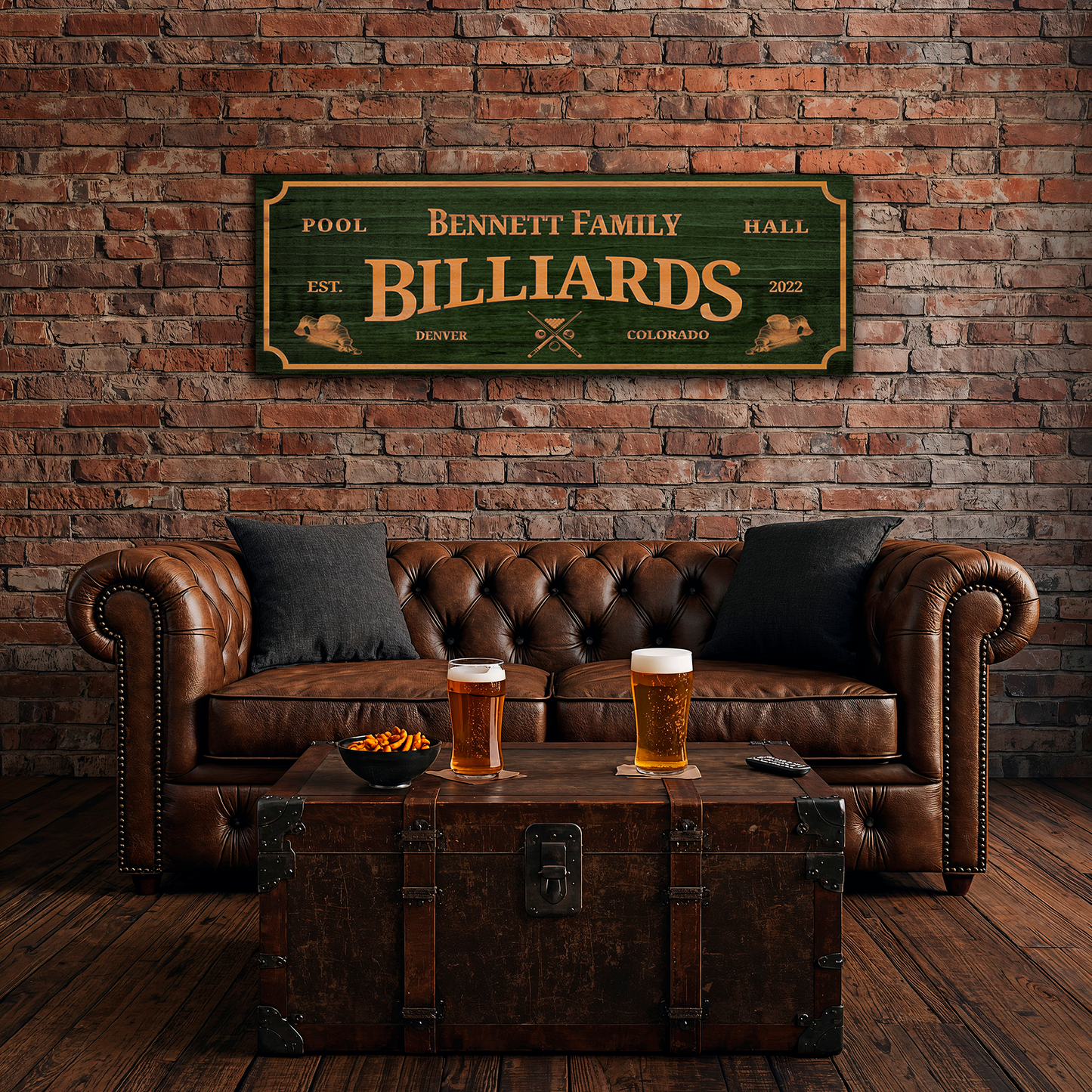 Family Pool Hall Billiards Sign