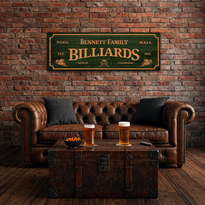 Family Pool Hall Billiards Sign