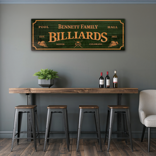 Family Pool Hall Billiards Sign