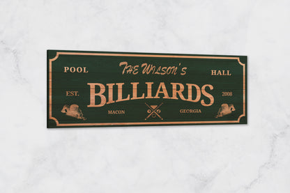 Family Pool Hall Billiards Sign