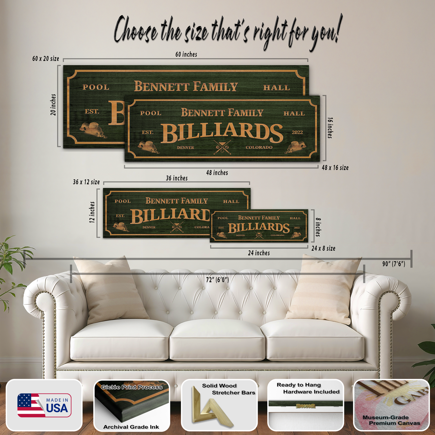 Family Pool Hall Billiards Sign