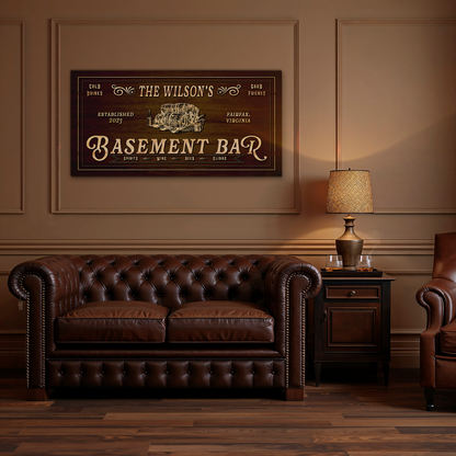Personalized Basement Bar Sign P1007