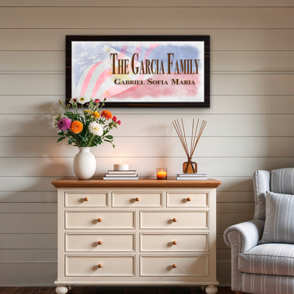 Filipino-American Flag Family Names Sign