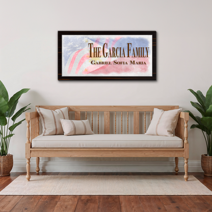Filipino-American Flag Family Names Sign