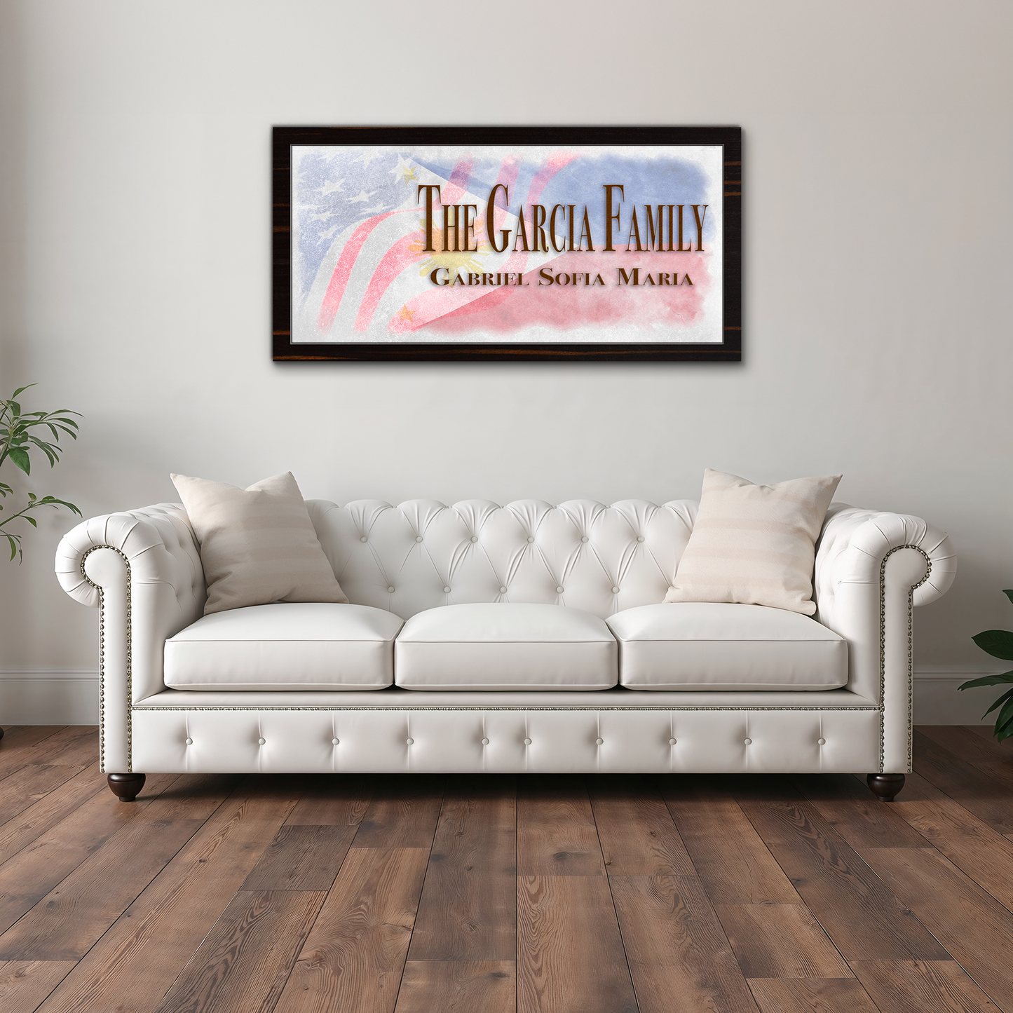 Filipino-American Flag Family Names Sign