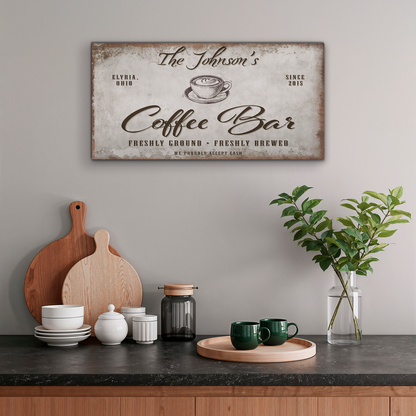 Personalized Coffee Bar Sign (Light)