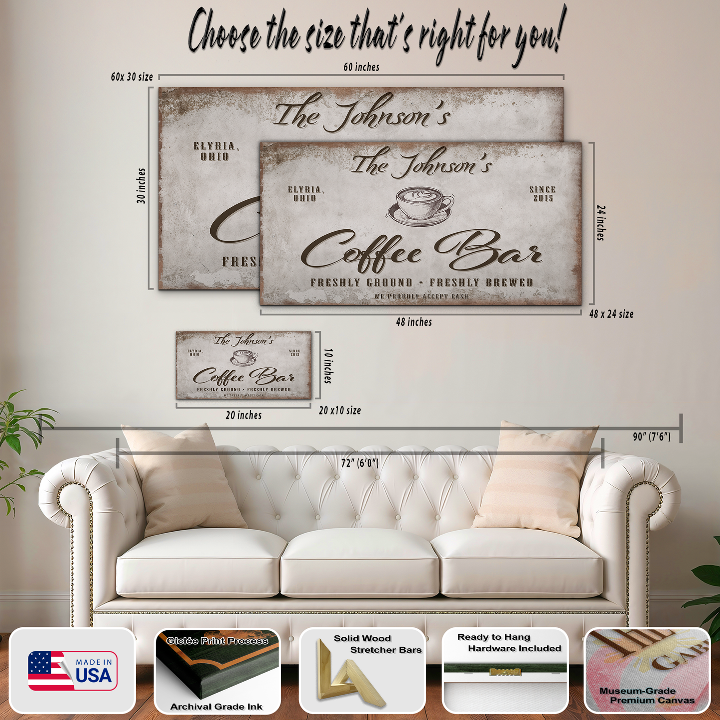 Personalized Coffee Bar Sign (Light)