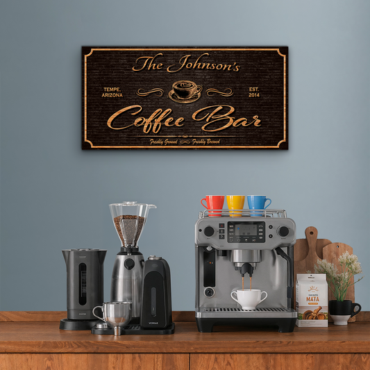 Personalized Coffee Bar Sign (Brown)